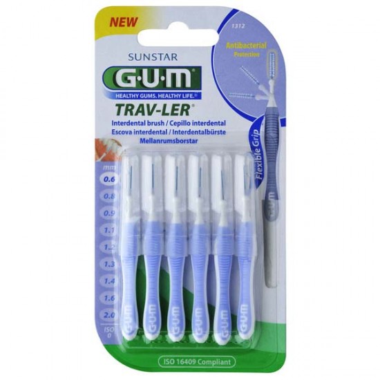 Gum 1312 Trav-ler Μεσοδόντια Βουρτσάκια 0,6mm Λιλά 6 Τεμάχια Gum 1312 Trav-ler Μεσοδόντια Βουρτσάκια 0,6mm Λιλά 6 Τεμάχια