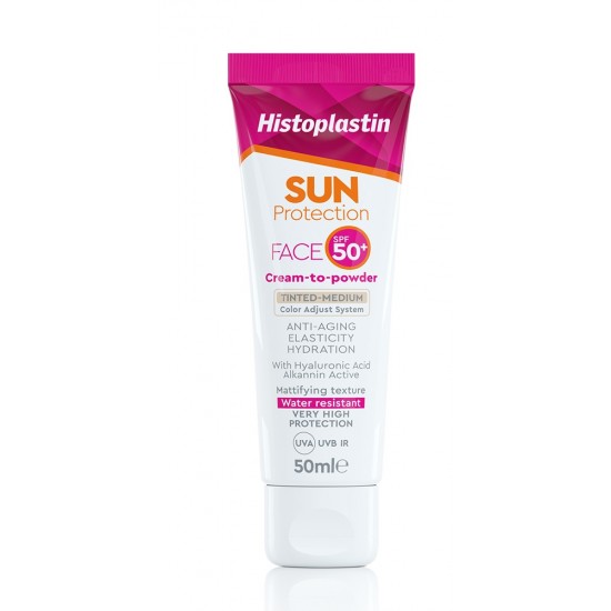 Histoplastin Sun Protection Face SPF50 Cream-to-Power Tinted Medium, Αντηλιακή Κρέμα Προσώπου Τριπλής Δράσης με Χρώμα 50ml
