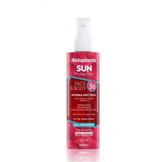 Histoplastin Sun Protection Face & Body Invisible Mist Spray SPF30, Δροσερό, Αόρατο Αντηλιακό Spray 200ml