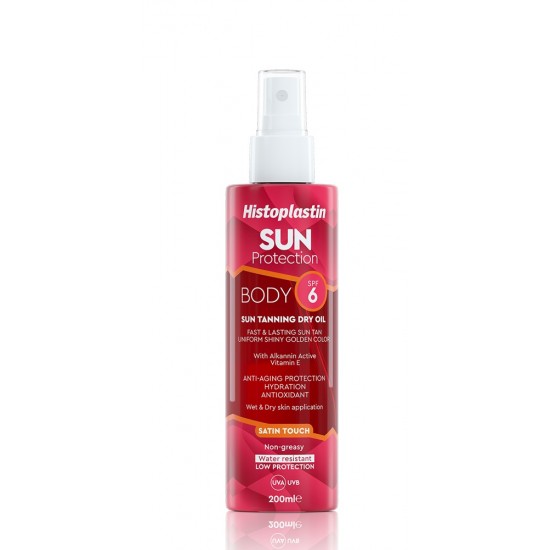 Histoplatin Sun Protection Body Tanning Dry Oil SPF6, Ξηρό Λάδι για Μαύρισμα 200ml