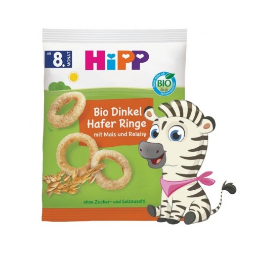 Hipp BIO Δαχτυλίδια με Όλυρα & Βρώμη, Από τον 8ο Μήνα 30gr 