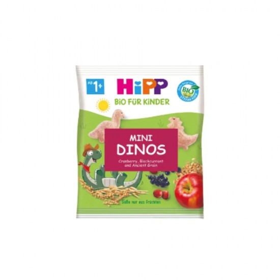 Hipp Mini Dino Παιδικό Σνακ Δημητριακών Σε Σχήμα Δεινοσαυράκια 12m+  30gr