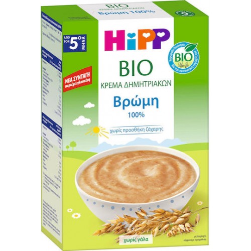 Hipp Bio Κρέμα Δημητριακών με Βρώμη Χωρίς Γάλα με Γλουτένη από τον 5ο Μήνα 200g