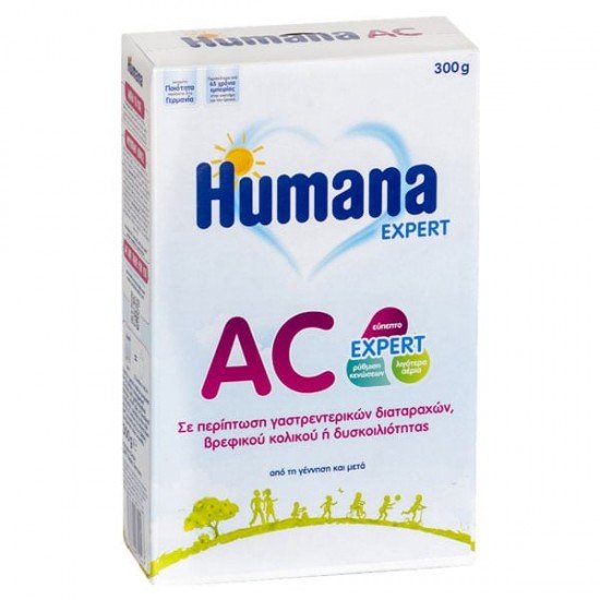 Humana AC Expert Γάλα για περίπτωση Γαστρεντερικών Διαταραχών, Βρεφικού Κολικού & Δυσκοιλιότητας 300gr