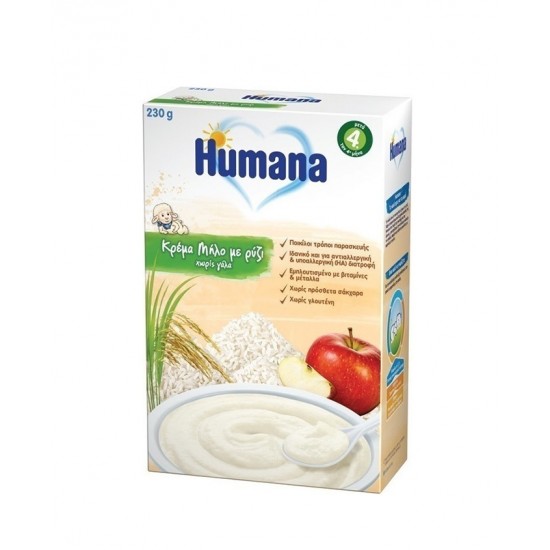 Humana Βρεφική Κρέμα Μήλο με Ρύζι, Χωρίς Γάλα 230gr