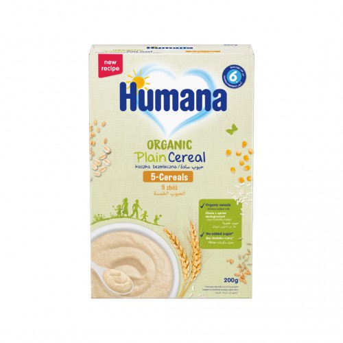 Humana Βιολογική κρέμα με 5 δημητριακά Χωρίς Γάλα & Χωρίς Προσθήκη Ζάχαρης , Μετά τον 6ο Μήνα 200gr Humana Βιολογική κρέμα με 5 δημητριακά Χωρίς Γάλα & Χωρίς Προσθήκη Ζάχαρης , Μετά τον 6ο Μήνα 200gr