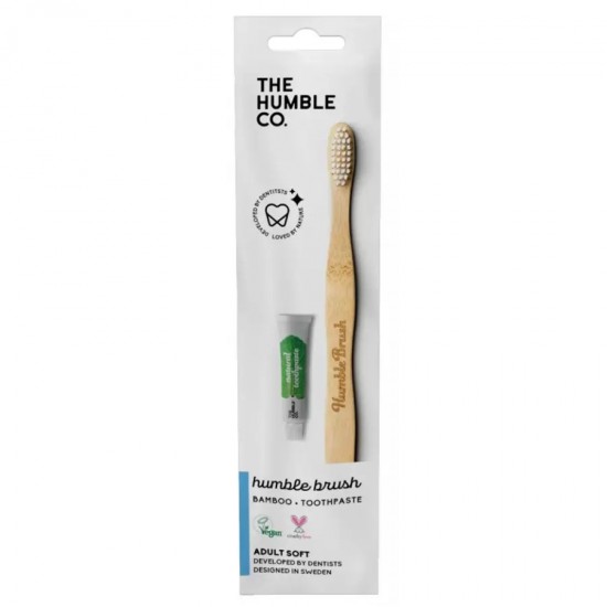 The Humble Co Promo Bamboo Toothbrush Οδοντόβουρτσα 1 Τεμάχιο & Natural Toothpaste Οδοντόκρεμα 7g Travel Size 