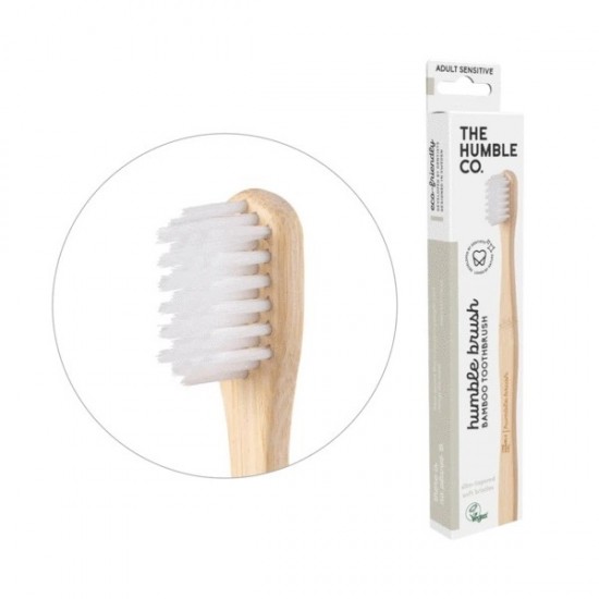The Humble Co. Bamboo Toothbrush Οδοντόβουρτσα Ενηλίκων από Μπαμπού Λευκή για Ευαίσθητα Δόντια και Ούλα