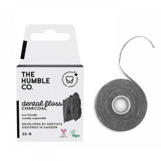 The Humble Co. Dental Floss Charcoal Οδοντικό Νήμα Καθαρισμού Ενεργός Άνθρακας 50m
