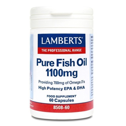 Lamberts Pure Fish Oil 1100mg, Αποδίδει 700mg Ω3 Λιπαρά Οξέα 60 Caps.