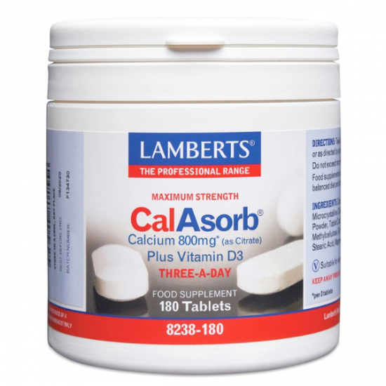 Lamberts CalAsorb Calcium 800mg , Κιτρικό Ασβέστιο 180 Tabs