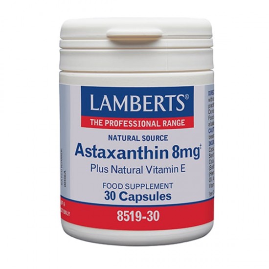 Lamberts Astaxanthin 8mg & Vitamin E Συμπλήρωμα Διατροφής Με Αντιοξειδωτική Δράση 30 Ταμπλέτες