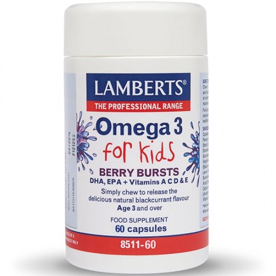 Lamberts Omega 3 for Kids Berry Bursts Βιταμίνη Για Την Φυσιολογική Λειτουργία Του Ανοσοποιητικού Με Γεύση Βατόμουρο 60caps