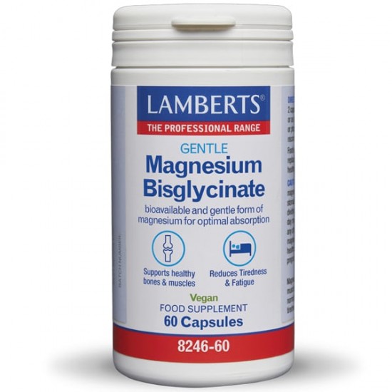 Lamberts Gentle Magnesium Bisglycinate, Συμπλήρωμα διατροφής για την φυσιολογική λειτουγία του νευρικού συστήματος  60caps