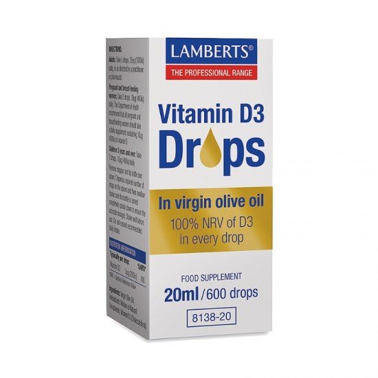 Lamberts Vitamin D3 Drops 200IU in every drop 20ml/600drops