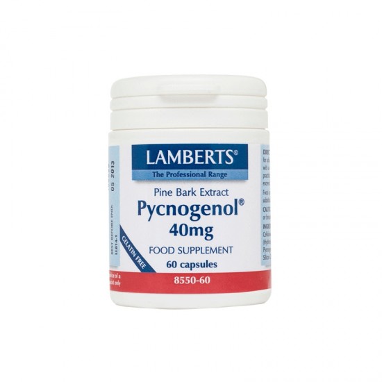Lamberts Pycnogenol 40mg, Τιτλοδοτημένο Εκχύλισμα Pine Bark 60 Caps