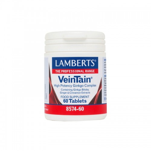 Lamberts VeinTain, Υψηλής Ισχύος Σύμπλεγμα Τιτλοδοτημένου Εκχυλίσματος Ginkgo, Κανέλλας και Πιπερόριζας 60 Tabs Lamberts VeinTain, Υψηλής Ισχύος Σύμπλεγμα Τιτλοδοτημένου Εκχυλίσματος Ginkgo, Κανέλλας και Πιπερόριζας 60 Tabs
