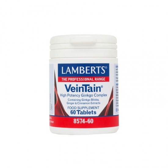 Lamberts VeinTain, Υψηλής Ισχύος Σύμπλεγμα Τιτλοδοτημένου Εκχυλίσματος Ginkgo, Κανέλλας και Πιπερόριζας 60 Tabs Lamberts VeinTain, Υψηλής Ισχύος Σύμπλεγμα Τιτλοδοτημένου Εκχυλίσματος Ginkgo, Κανέλλας και Πιπερόριζας 60 Tabs