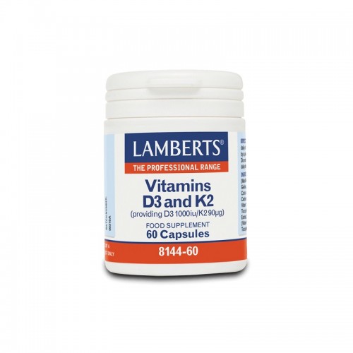 Lamberts Vitamin D3 1000iu & K2 90 µg, Σύμπλεγμα Βιταμίνης Κ2 & Βιταμίνης D 60tabs Lamberts Vitamin D3 1000iu & K2 90 µg, Σύμπλεγμα Βιταμίνης Κ2 & Βιταμίνης D 60tabs