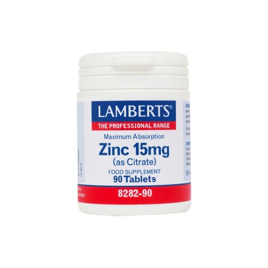 Lamberts  Zinc 15mg, Κιτρικός Ψευδάργυρος 90 Tabs