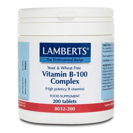 Lamberts Vitamin B-100 Complex, Σύμπλεγμα Βιταμινών 200 Tablets