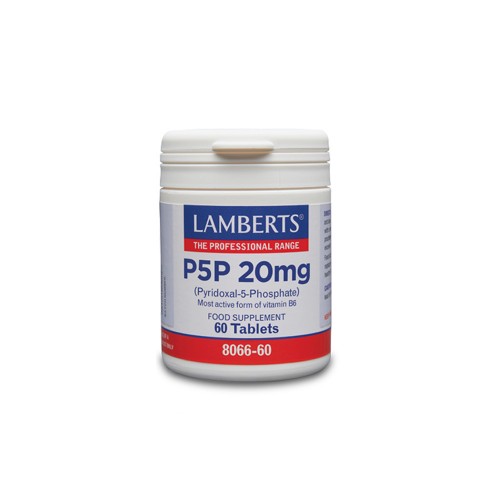 Lamberts P-5-P (5-Φωσφορική Πυριδοξάλη) Συμπλήρωμα Διατροφής Βιταμίνης Β6 20mg 60 Ταμπλέτες Lamberts P-5-P (5-Φωσφορική Πυριδοξάλη) Συμπλήρωμα Διατροφής Βιταμίνης Β6 20mg 60 Ταμπλέτες