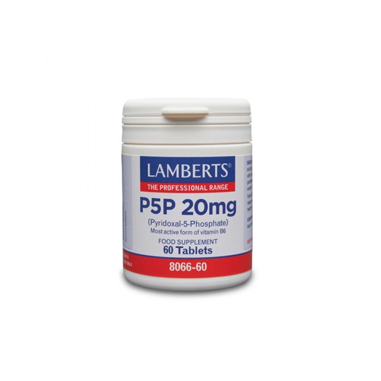Lamberts P-5-P (5-Φωσφορική Πυριδοξάλη) Συμπλήρωμα Διατροφής Βιταμίνης Β6 20mg 60 Ταμπλέτες