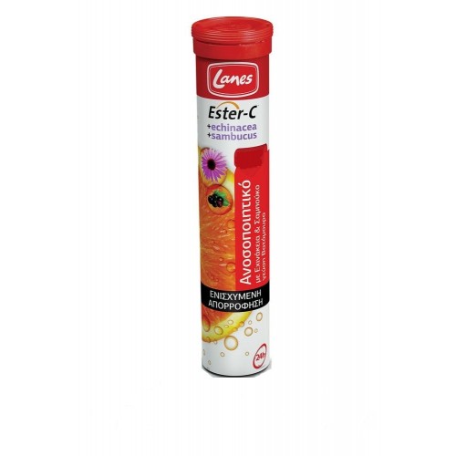 Lanes Ester-C, Echinacea & Sambucus, Ενίσχυση Ανοσοποιητικού & Ενισχυμένη Απορρόφηση 20 Αναβράζουσες Ταμπλέτες Lanes Ester-C, Echinacea & Sambucus, Ενίσχυση Ανοσοποιητικού & Ενισχυμένη Απορρόφηση 20 Αναβράζουσες Ταμπλέτες