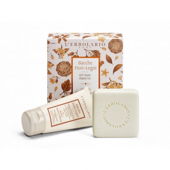 L' Erbolario Berries Flowers- Wood Perfect Hands Kit, Perfumed Soap 100gr & Smoothing Hand Cream 75ml L' Erbolario Berries Flowers- Wood Perfect Hands Kit, Perfumed Soap 100gr & Smoothing Hand Cream 75ml