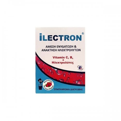 Medichrom  Ilectron instant Hydration &  Electrolyte Recovery , Άμεση Ενυδάτωση & Ανάκτηση Ηλεκτρολυτών 15 Φακελίσκοι με Γεύση Ράσμπερι 