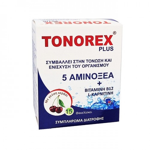 Medichrom Tonorex Plus Συμπλήρωμα Διατροφής με 5 Αμινοξέα, Βιταμίνη Β12 & L-Καρνιτίνη 15φακελίσκοι 