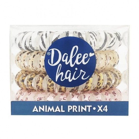 Dalee Hair Animal Print Σπιράλ Λαστιχάκια Μαλλιών 4 Τεμάχια