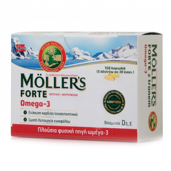 Moller’s Forte Μουρουνέλαιο Μίγμα Ιχθυελαίου & Μουρουνέλαιου Πλούσιο σε Ω3 Λιπαρά Οξέα 150caps