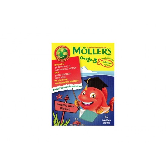 Moller's Omega-3 Kids Ζελεδάκια με Ω3 Λιπαρά Οξέα για Παιδιά με γεύση φράουλα 36gummies