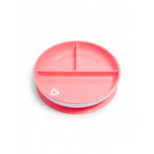 Munchkin Stay Put Suction Plate 6m+, Μπολ με Βάση Βεντούζα, Χρώμα Ρόζ 1 Τεμάχια