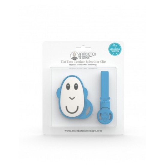 Matchstick Monkey Soother Clip & Flat Monkey Teether Κωδ 24100 Blue 1 Τεμάχιο