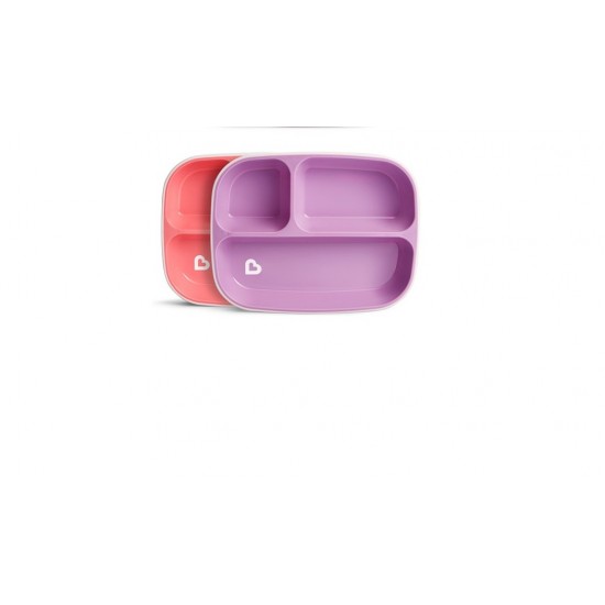 Munchkin Splash Toddler Divided Plates Παιδικό Πιάτο Φαγητού από Πλαστικό Purple/Pink 2τμχ