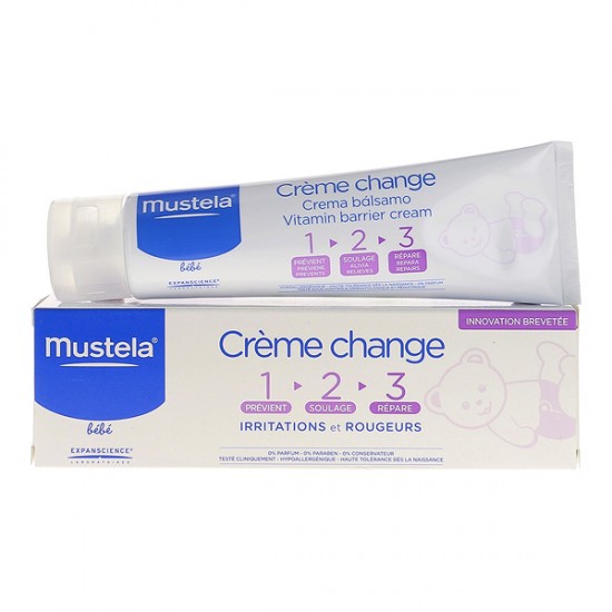 Mustela Creme Change 1-2-3 Καθημερινή Κρέμα για την Αλλαγή της Πάνας, 100ml