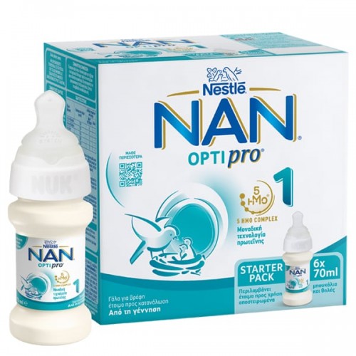 Nestle NAN Optipro 1 Starterpack, Γάλα για Βρέφη, Από την Γέννηση, Έτοιμο προς Κατανάλωση 6x70ml Nestle NAN Optipro 1 Starterpack, Γάλα για Βρέφη, Από την Γέννηση, Έτοιμο προς Κατανάλωση 6x70ml
