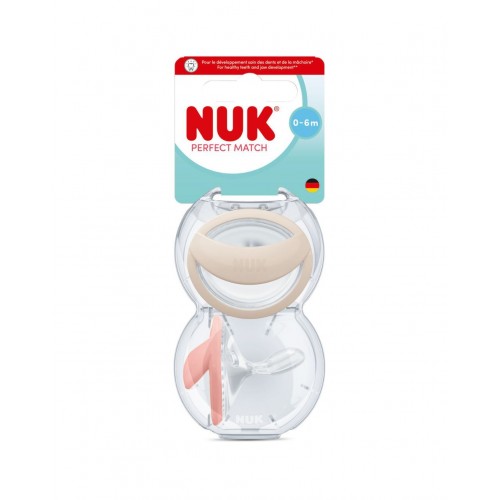 Nuk Perfect Match 0-6 Πιπίλες Σιλικ΄ονης Μπεζ-Ροζ 2τεμ 