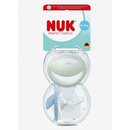 Nuk Perfect Match 0-6 Πιπίλες Σιλικ΄ονης Μέντα-Μπλε 2τεμ 