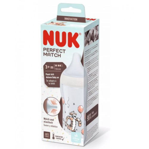 NUK Winnie the Pooh Perfect Match Μπιμπερό Πλαστικό 3m+ με Δείκτη Ελέγχου Θερμοκρασίας & Θηλή Σιλικόνης Mεσαίας Οπής Χρώμα Λευκό 260ml NUK Winnie the Pooh Perfect Match Μπιμπερό Πλαστικό 3m+ με Δείκτη Ελέγχου Θερμοκρασίας & Θηλή Σιλικόνης Mεσαίας Οπής Χρώμα Λευκό 260ml