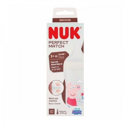 Nuk Perfect Match Peppa Pig Πλαστικό Μπιμπερό Κατά των Κολικών Με Θηλή Σιλικόνης για 3+ μηνών Χρώμα Λευκό 260ml Nuk Perfect Match Peppa Pig Πλαστικό Μπιμπερό Κατά των Κολικών Με Θηλή Σιλικόνης για 3+ μηνών Χρώμα Λευκό 260ml