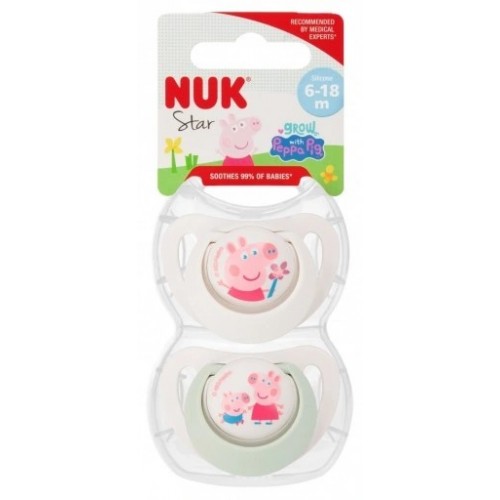 Nuk Star Peppa Πιπίλες Σιλικόνης Για 6-18 μηνών 2τμχ Nuk Star Peppa Πιπίλες Σιλικόνης Για 6-18 μηνών 2τμχ