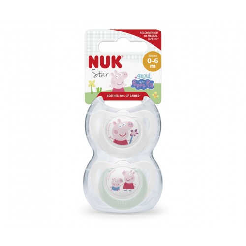 NUK Peppa Pig Star Πιπίλα Σιλικόνης 0-6m 2τεμ