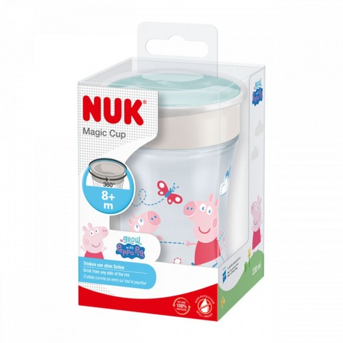 Nuk Magic Cup Peppa Pig 8m+ Κύπελλο Με Χείλος & Καπάκι Χρώμα Τιρκουάζ 230ml