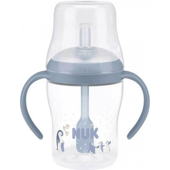 Nuk Perfect Match Learner Bottle Straw 8m+ Μπιμπερό Εκπαίδευσης Penguin με Καλαμάκι Σιλικόνης 150ml