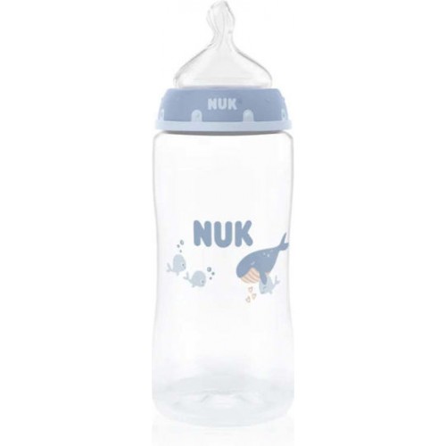 NUK First Choice Bottle 3m+ Πλαστικό Μπιμπερό με Δείκτη Ελέγχου Θερμοκρασίας Φάλαινες 300ml