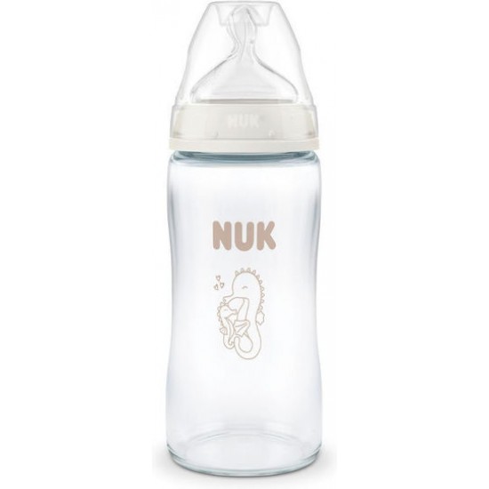 Nuk First Choice Glass Bottle with Temperature Control 3m+ Γυάλινο Μπιμπερό με Δείκτη Θερμοκρασίας 240ml