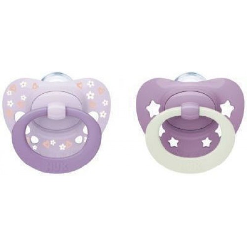 Nuk First Choice Classic Day & Night 18-36m Πιπίλες Σιλικόνης Ημέρας & Νύκτας Ροζ 2τεμ